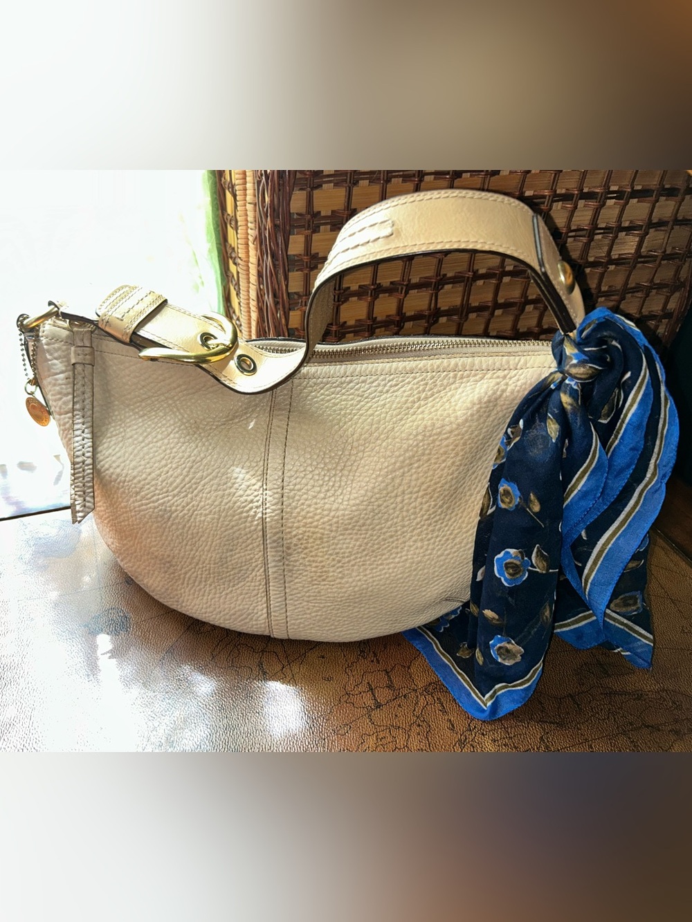 Neutral Beige Coach Soho Soft Milled Pebbled Leather Hobo Bag M0782-11838 - Picture 10 of 16